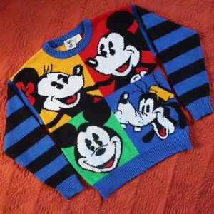 Vintage Mickey & Co. Color Block All Over Sweater Disney size L